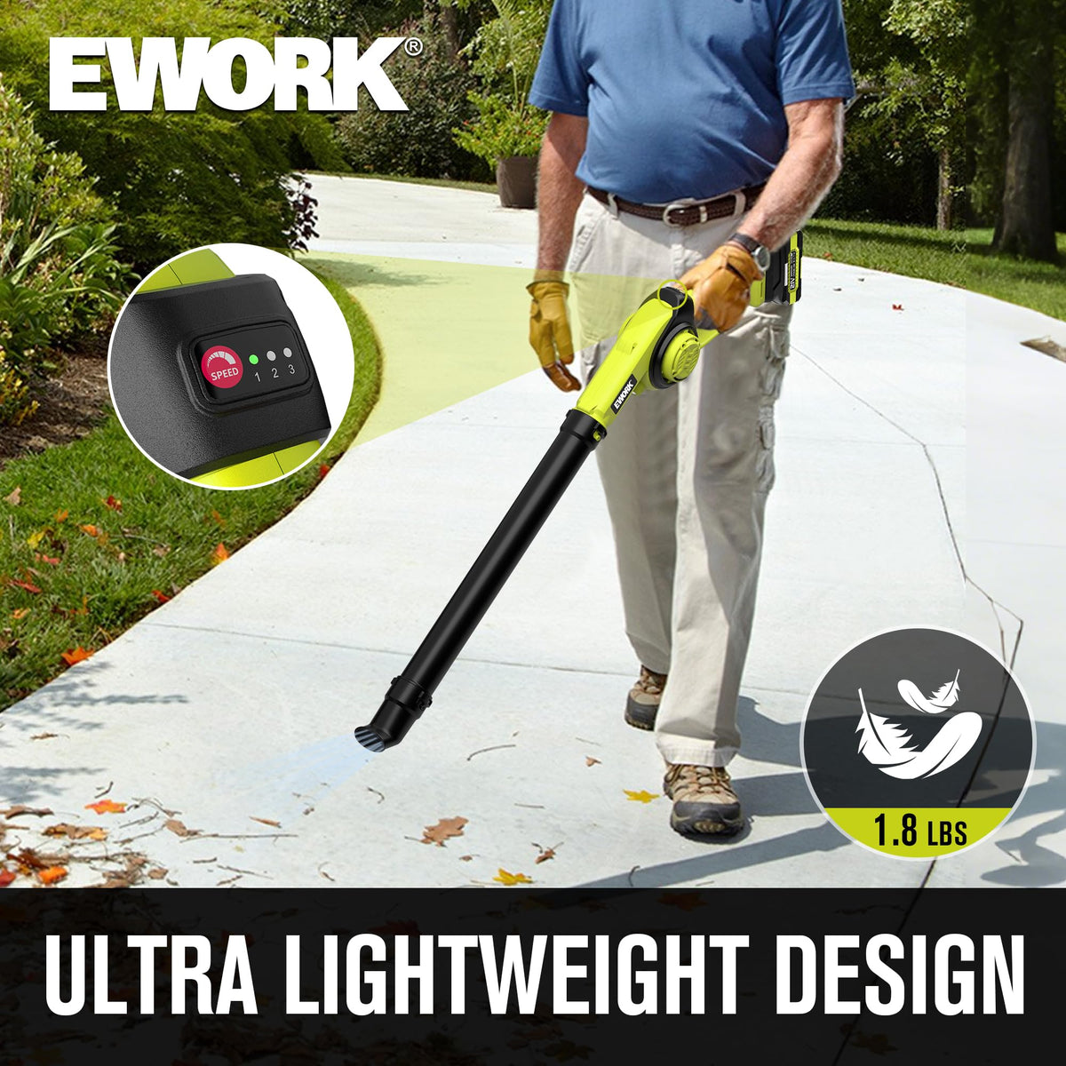 EWORK with three nozzles and extension tube for versatile tasks