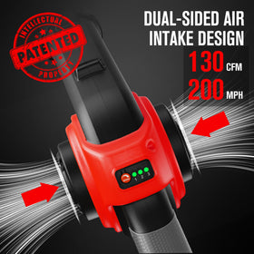 EWORK leaf blower with double-side air inlet for efficient airflow performance.