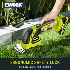 EWORK hedge trimmer with metal gears and overload protection for durability