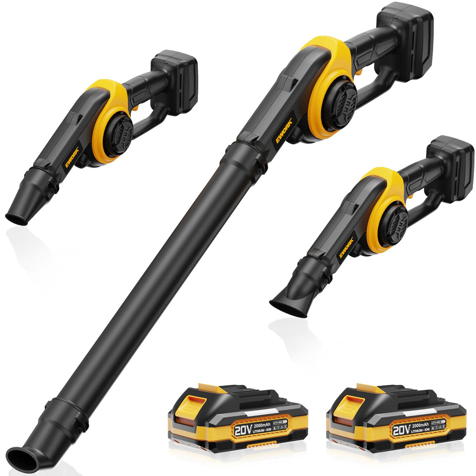 EWORK Small Leaf Blower front view shows compact size for tight spaces and quick cleanup.