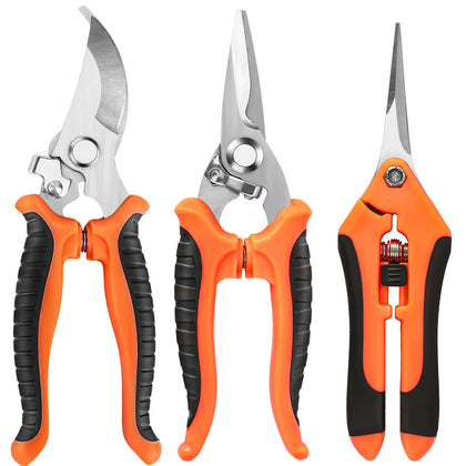 EWPJDK garden pruning shears with orange lock for safe storage