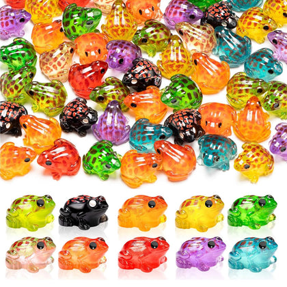 Exasinine 50pcs luminous resin frogs for crafts and decor.