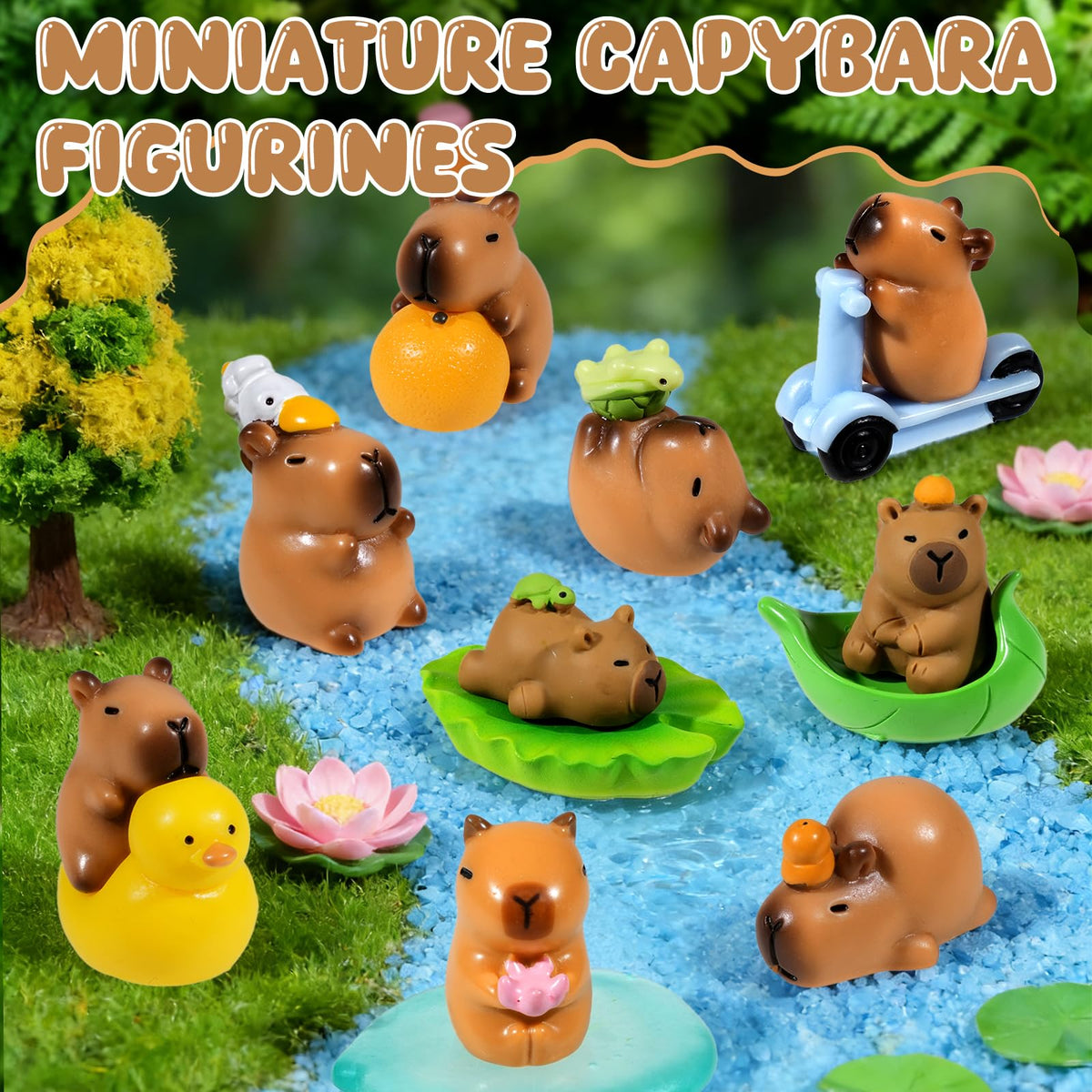 Exasinine capybara figurines car dashboard ornaments for whimsical travel