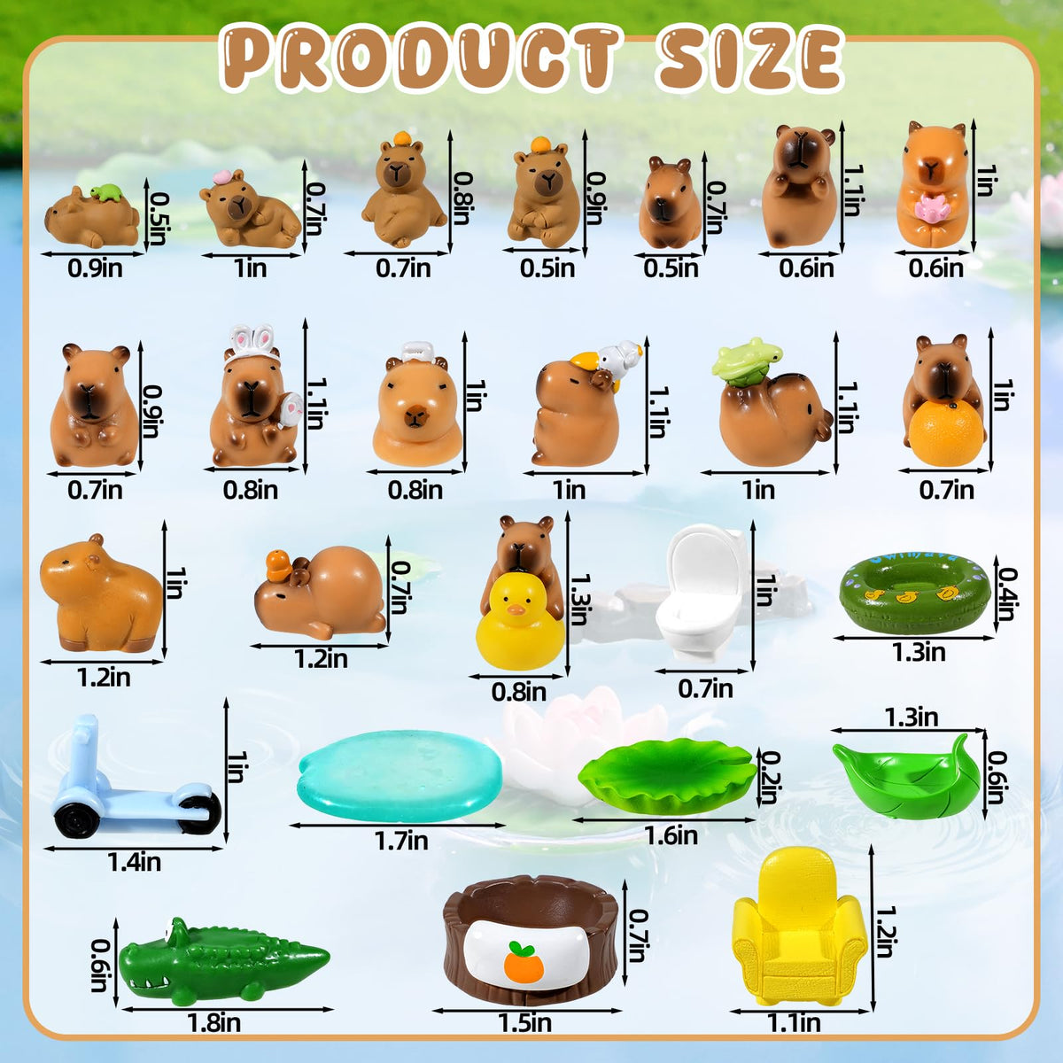 Exasinine capybara figurines fairy garden display adds charm to indoor or outdoor decor