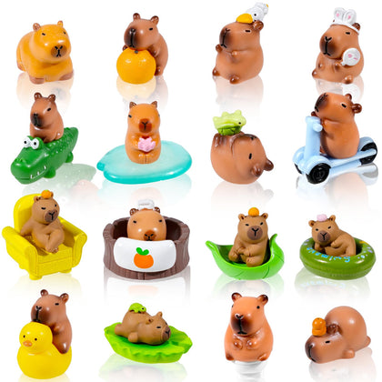 Exasinine capybara figurines group shot for playful shelf display and collection