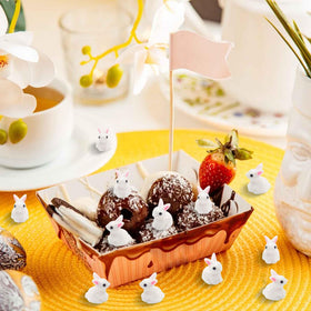 Exasinine dollhouse rabbit figurine enhances tiny scenes with whimsical charm.