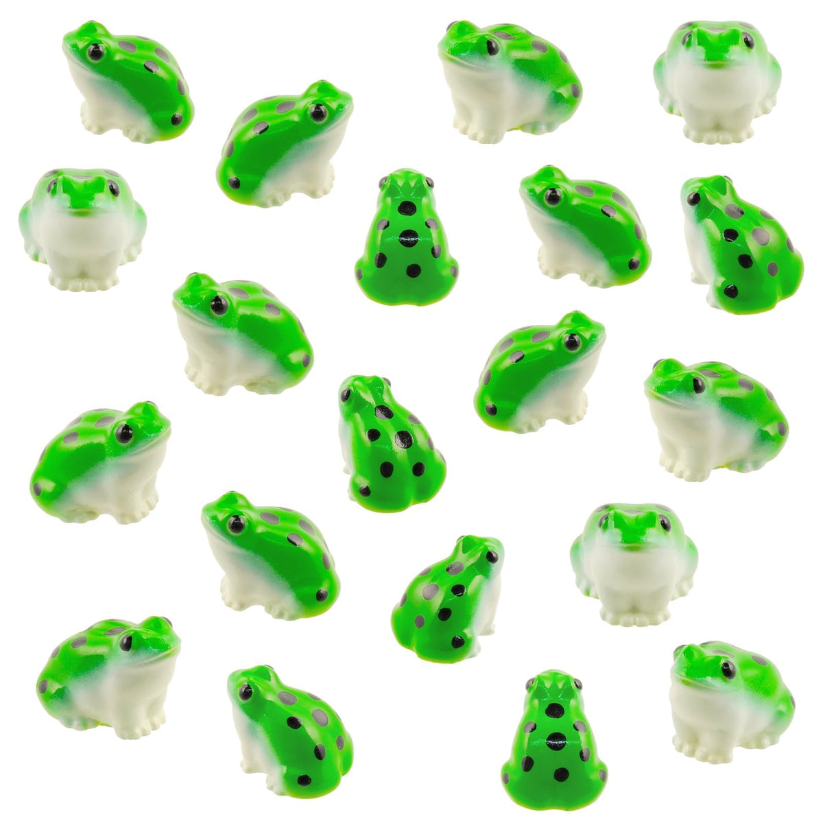Exasinine green frog miniature front view ideal for fairy gardens and terrariums.