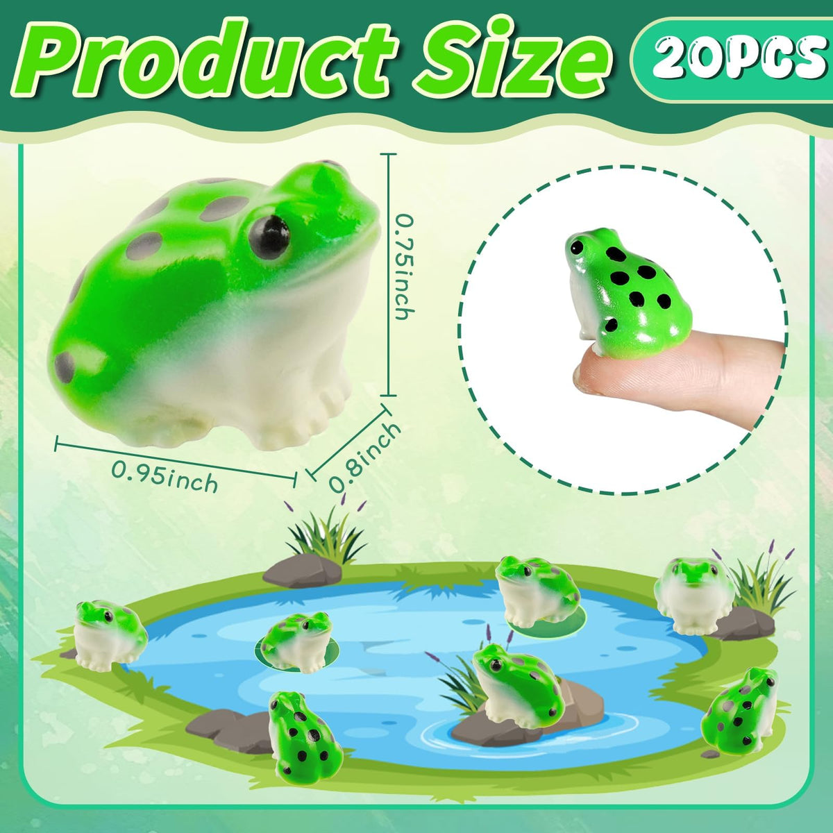 Exasinine green frog miniature side view suitable for dollhouses and craft displays.