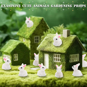 Exasinine resin rabbit miniatures ideal for succulent planters and decorative fences.