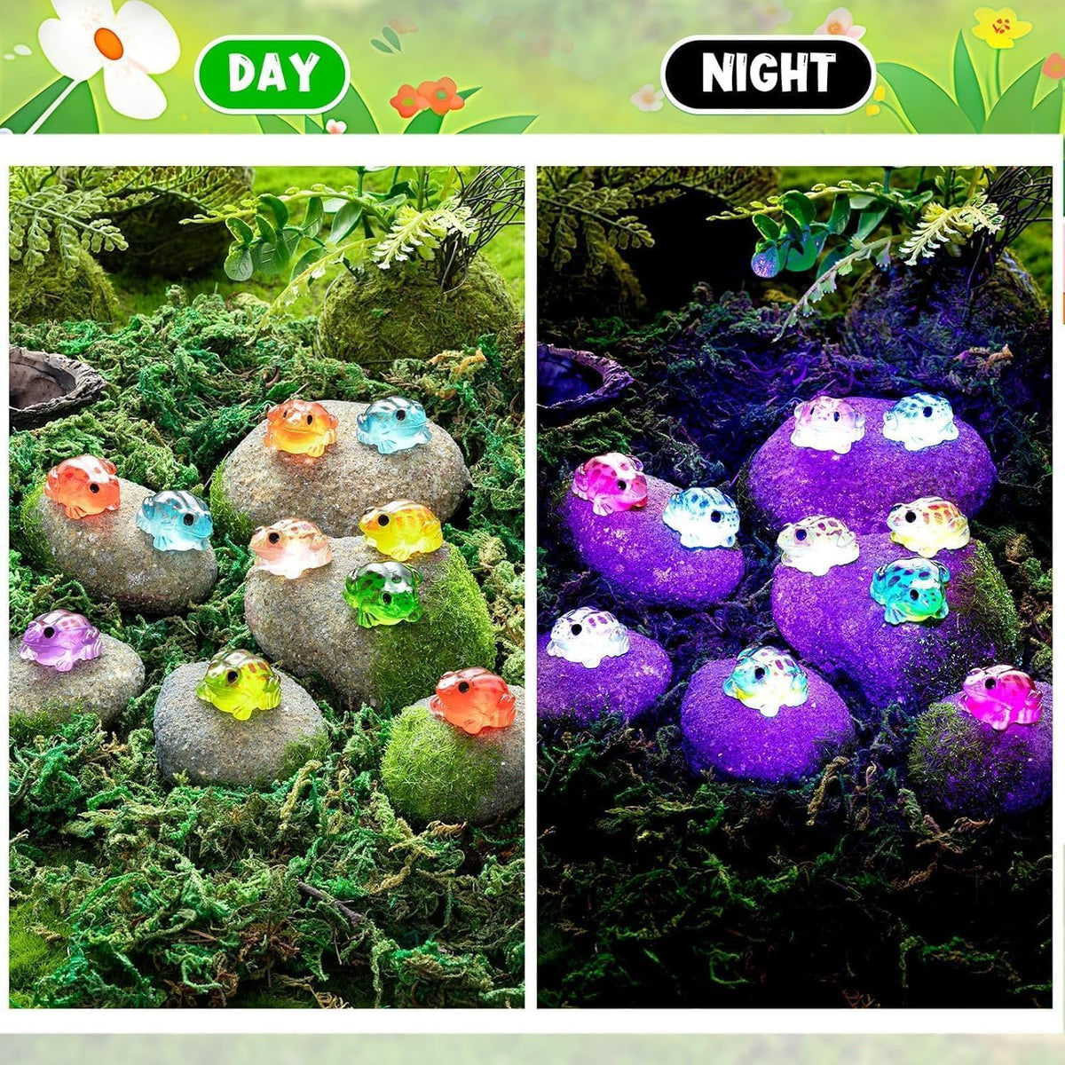 Exasinine miniature garden frog prop enhances moss landscapes.