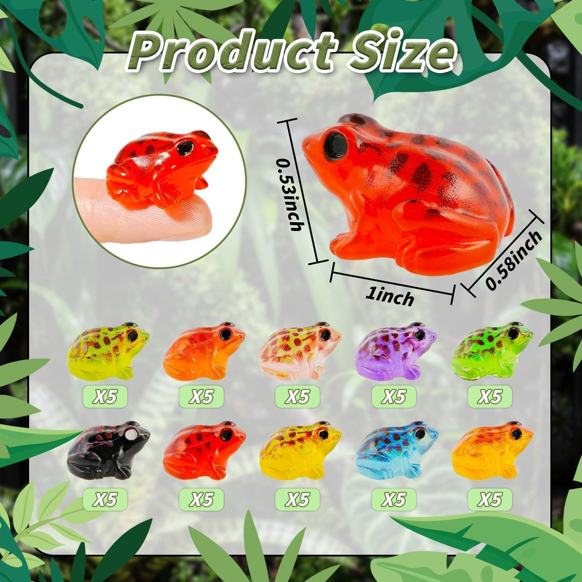 Exasinine orange green frog figurine adds bright color to fairy gardens.