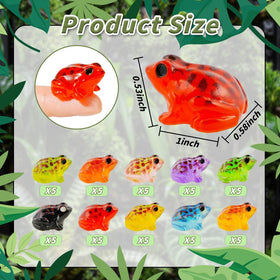 Exasinine orange green frog figurine adds bright color to fairy gardens.