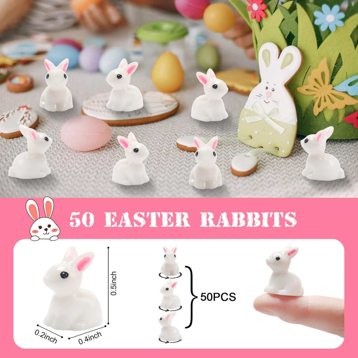 Exasinine hand-painted rabbit figurine adds charm to dollhouses and fairy gardens.