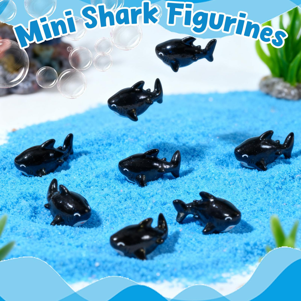 Black-toned Exasinine sharks add a whimsical marine accent to planters