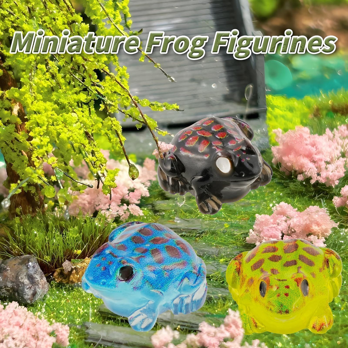 Exasinine spring themed frog decor for seasonal displays.