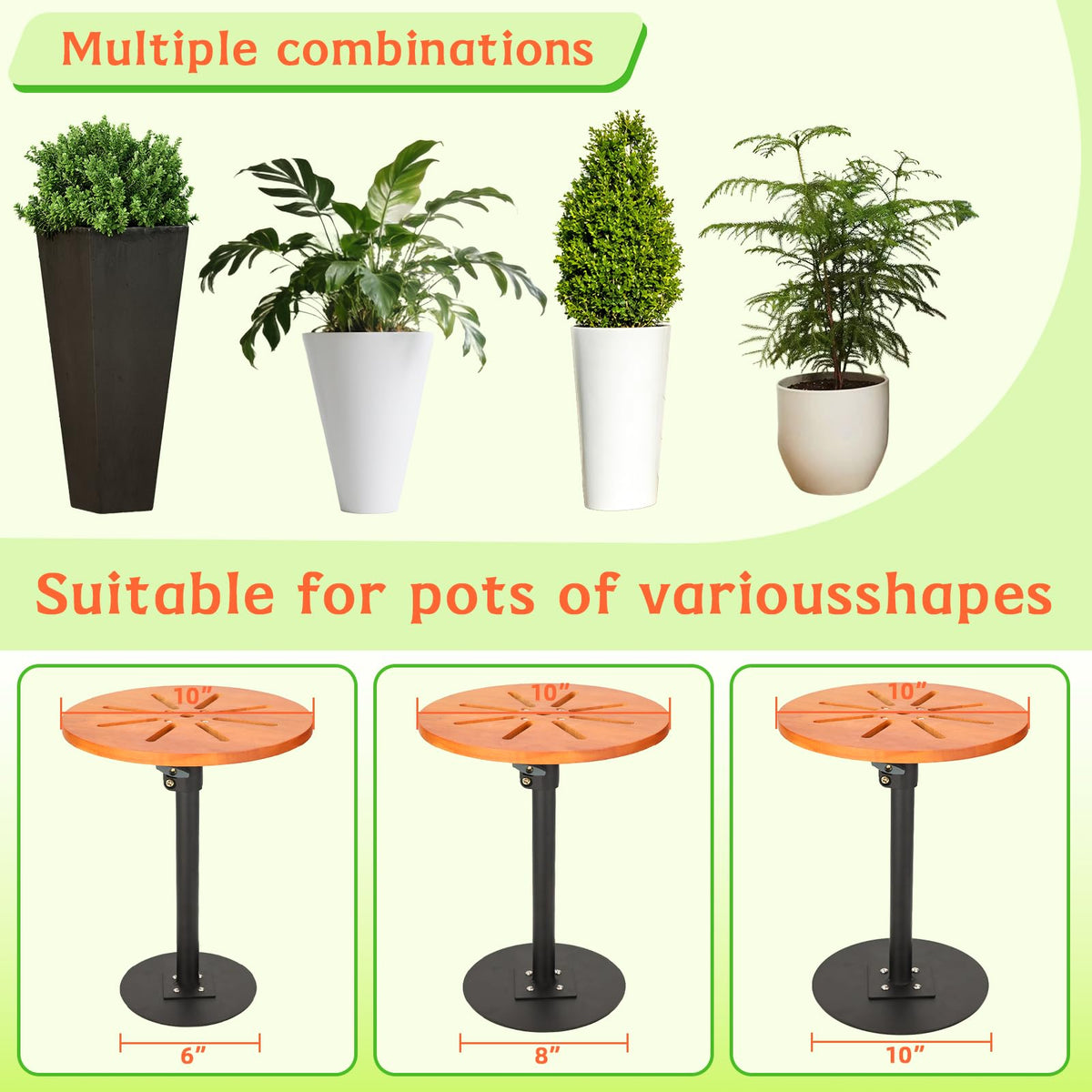 EXCELFU metal bottom base provides sturdy support for tall planters