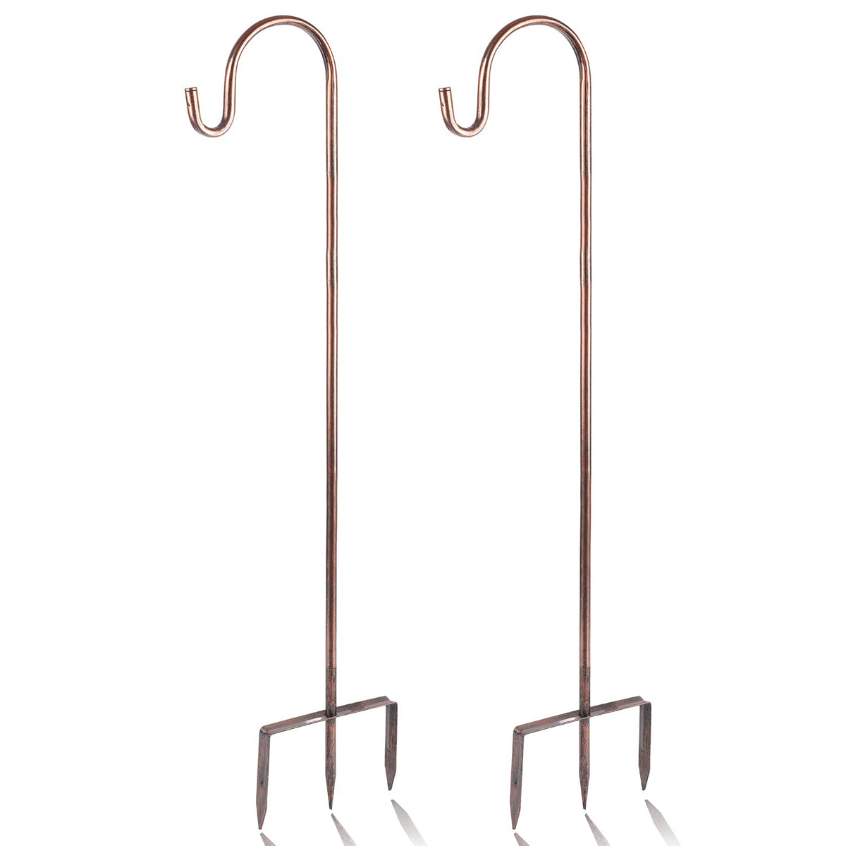EXCMARK Shepherd Hook 48-inch bronze provides a sturdy outdoor display for lights and lanterns.