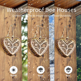 Execabe Bee Hotel hanging installation with rope in a sunny garden setting