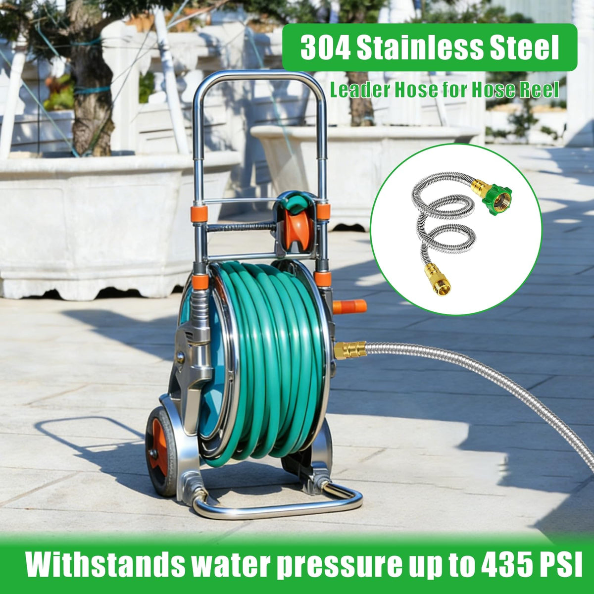 EXJEXJ hose reel compatibility supports quick setup and tidy storage.
