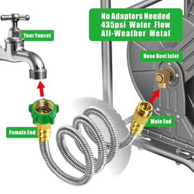 EXJEXJ stainless steel coil flexes 360 degrees for kink-free maneuvering around corners.