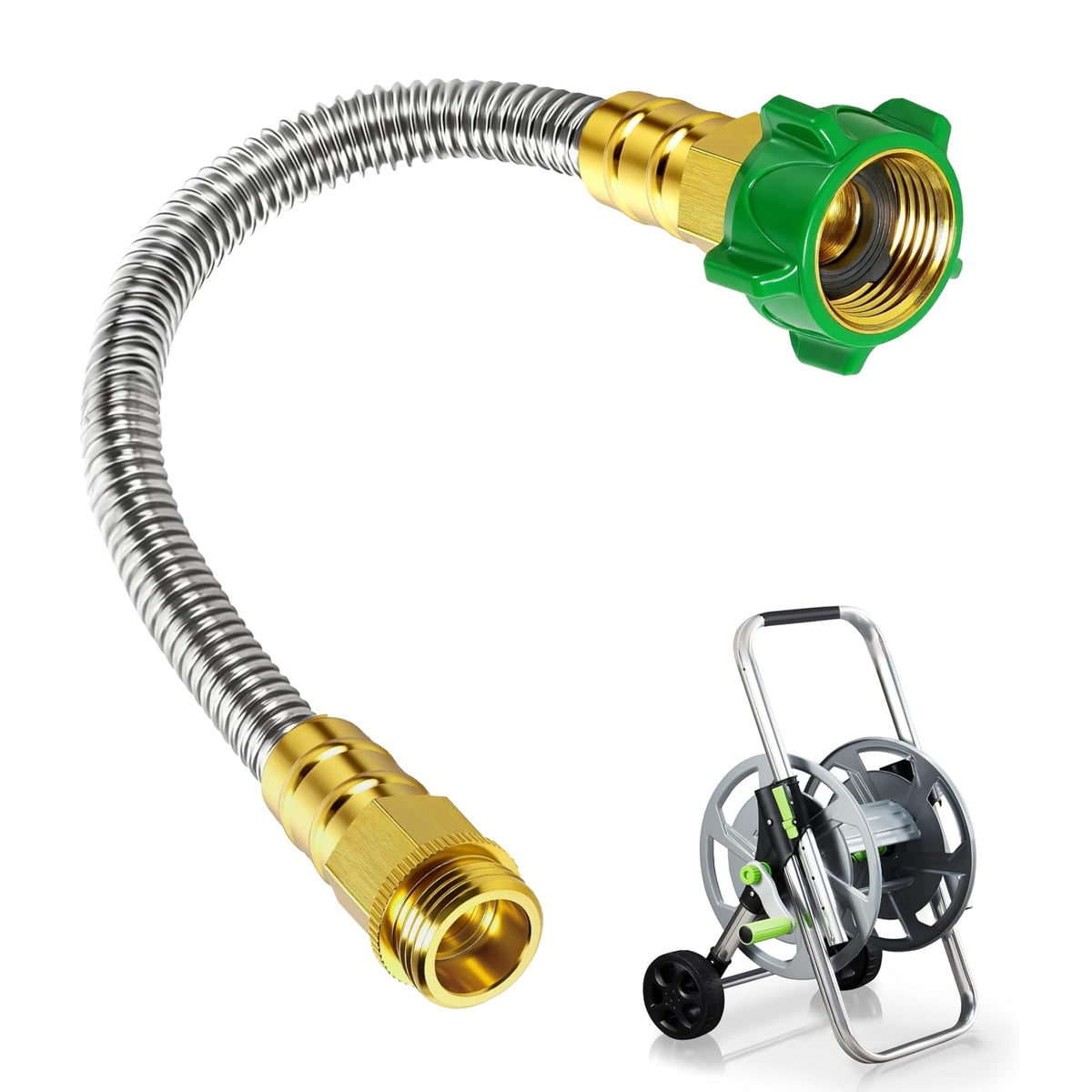 EXJEXJ stainless steel short hose 1ft connector demonstrates compact, leak-free reach for tight spaces.