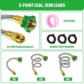 EXJEXJ universal 3/4 inch GHT fittings connect reliably to most reels and faucets.