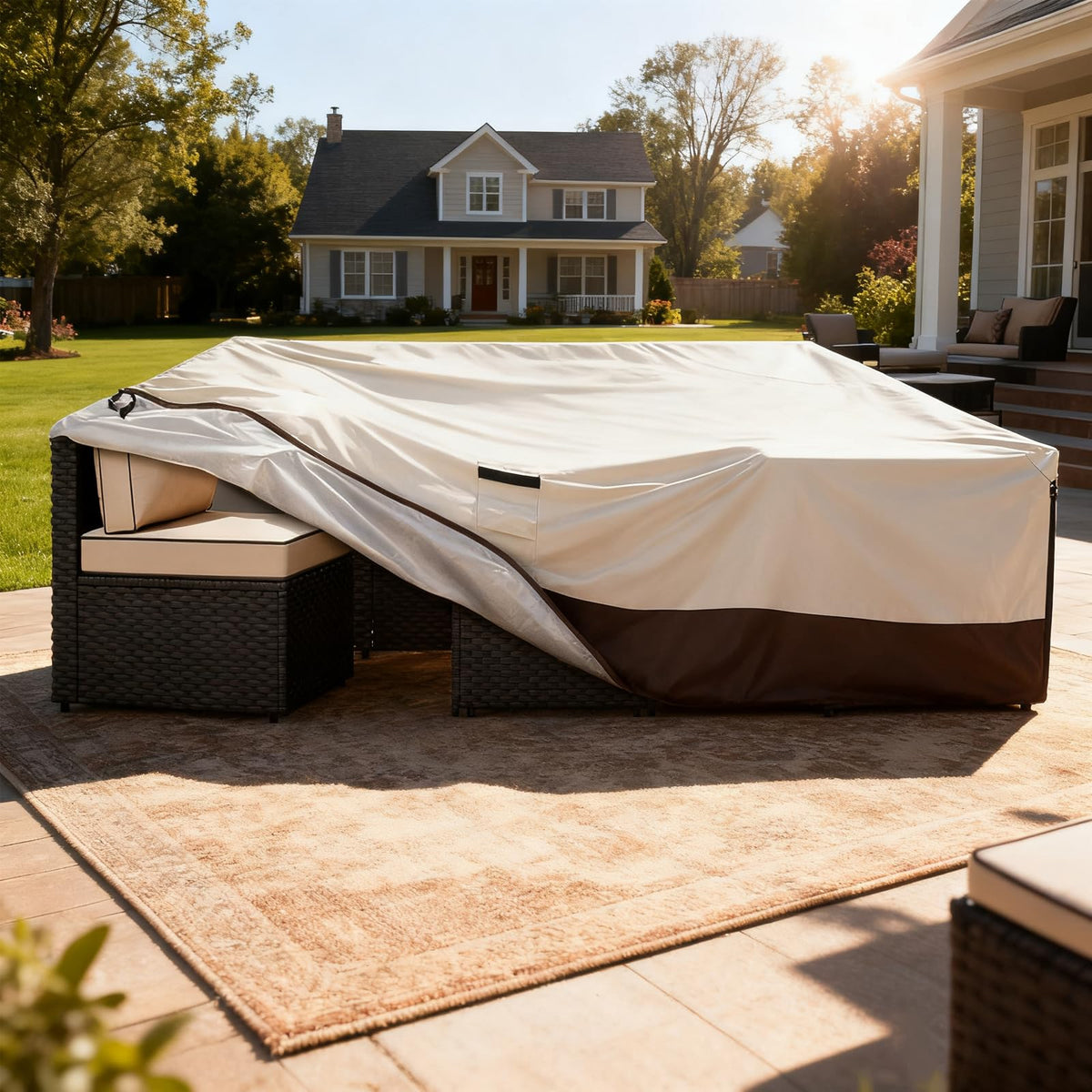 Exokugo patio cover sized for 5-8 piece furniture sets