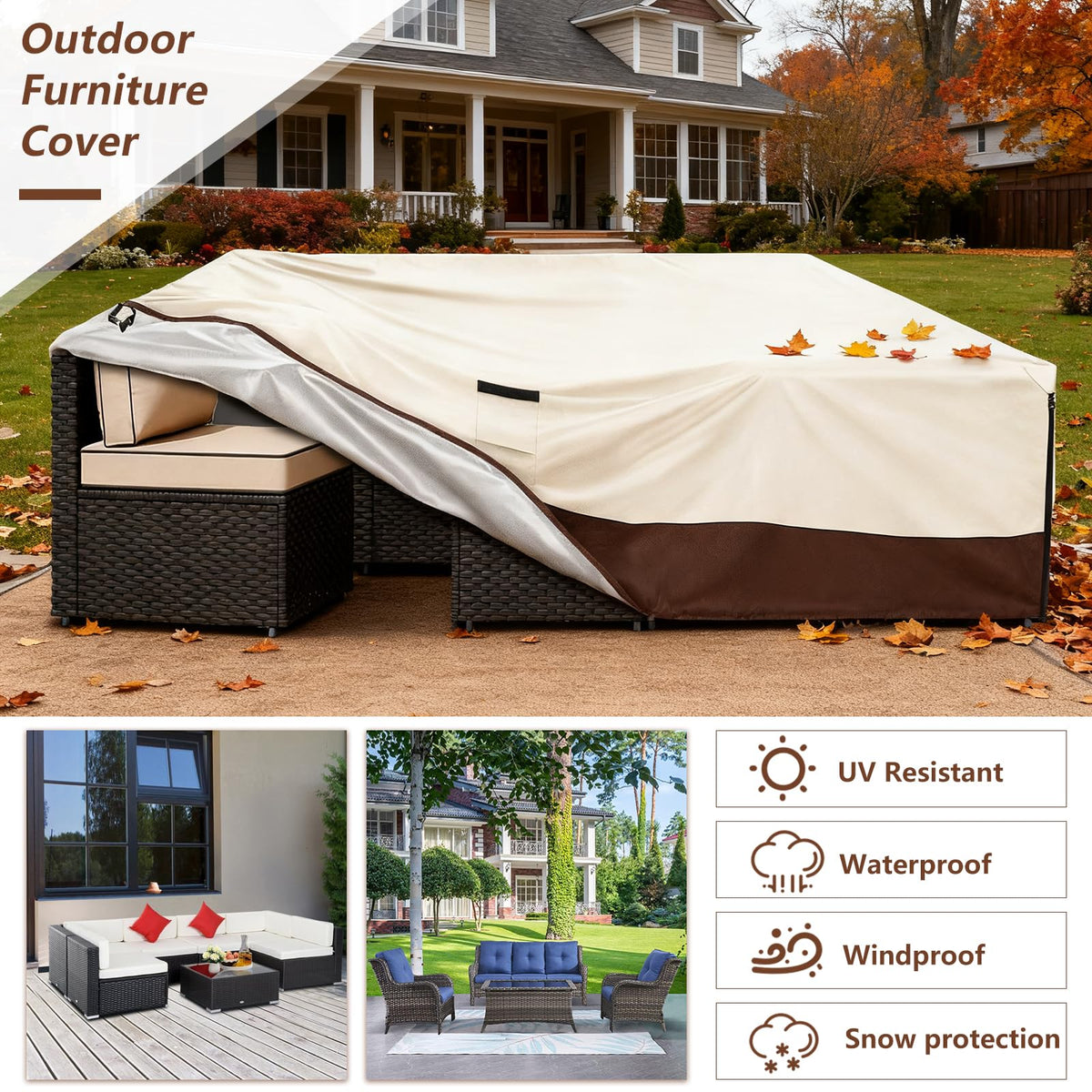 Exokugo cover with adjustable buckle straps securing the furniture