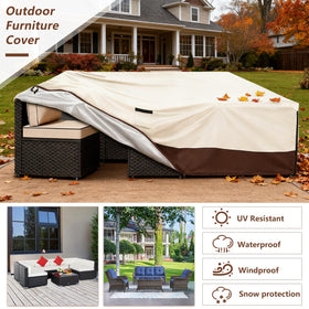 Exokugo cover with adjustable buckle straps securing the furniture