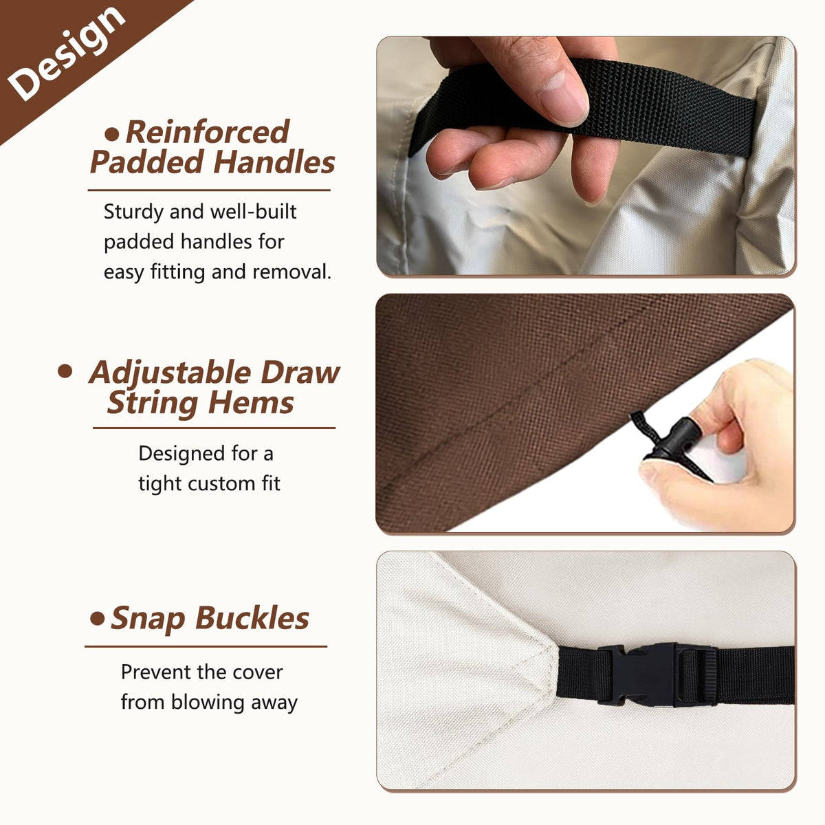 Exokugo attachment straps securing cover over furniture legs