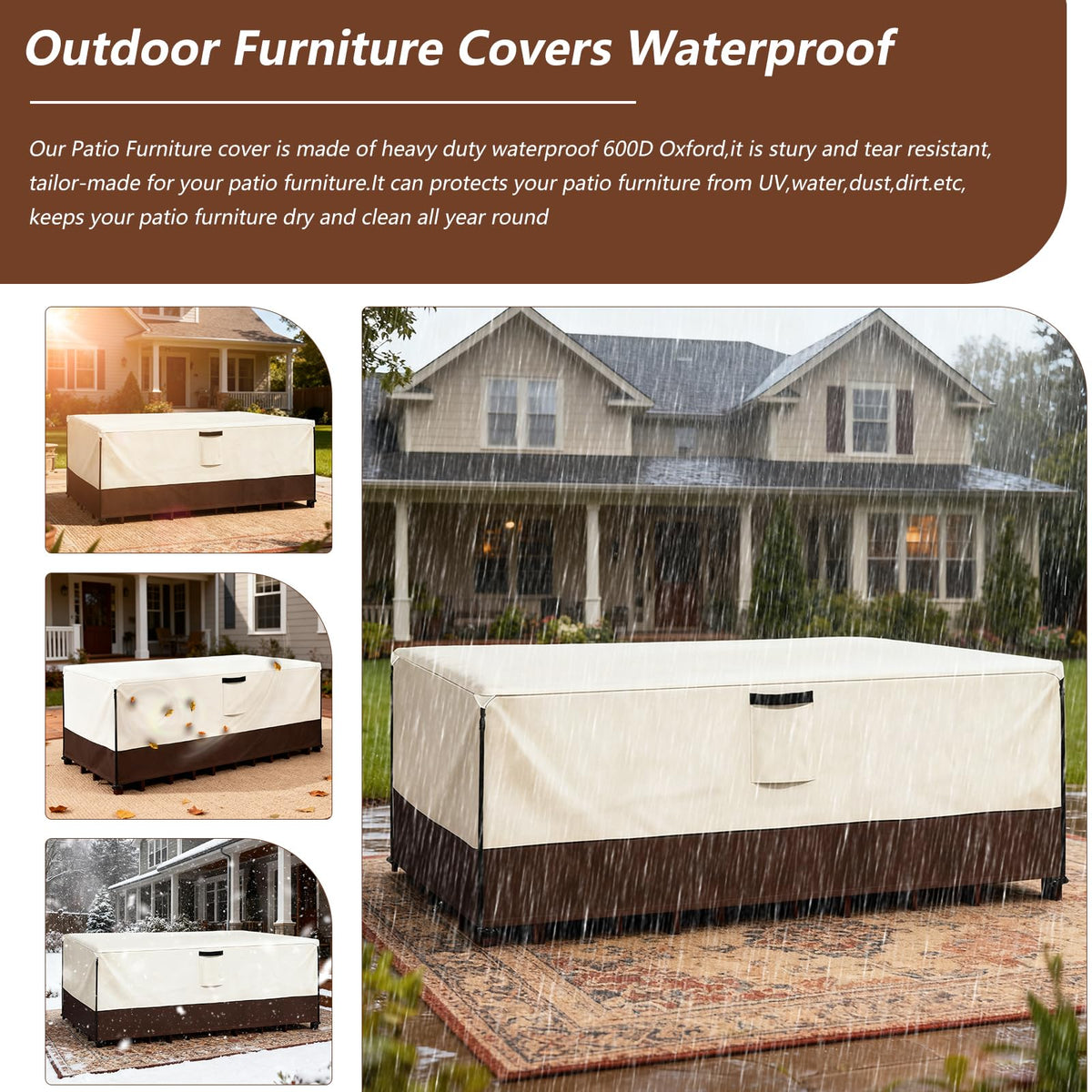 Exokugo cover showing snug fit with bottom drawstring for windy days