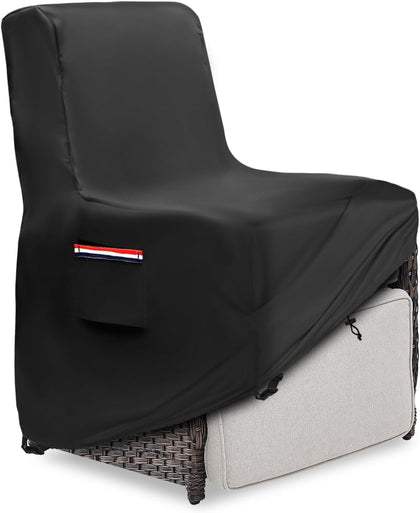 Exokugo outdoor recliner cover side view protecting from rain and sun