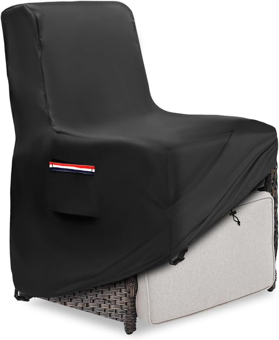 Exokugo outdoor recliner cover side view protecting from rain and sun