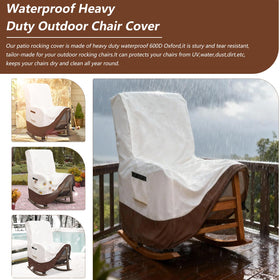 Exokugo patio recliner cover in beige and brown complements garden decor