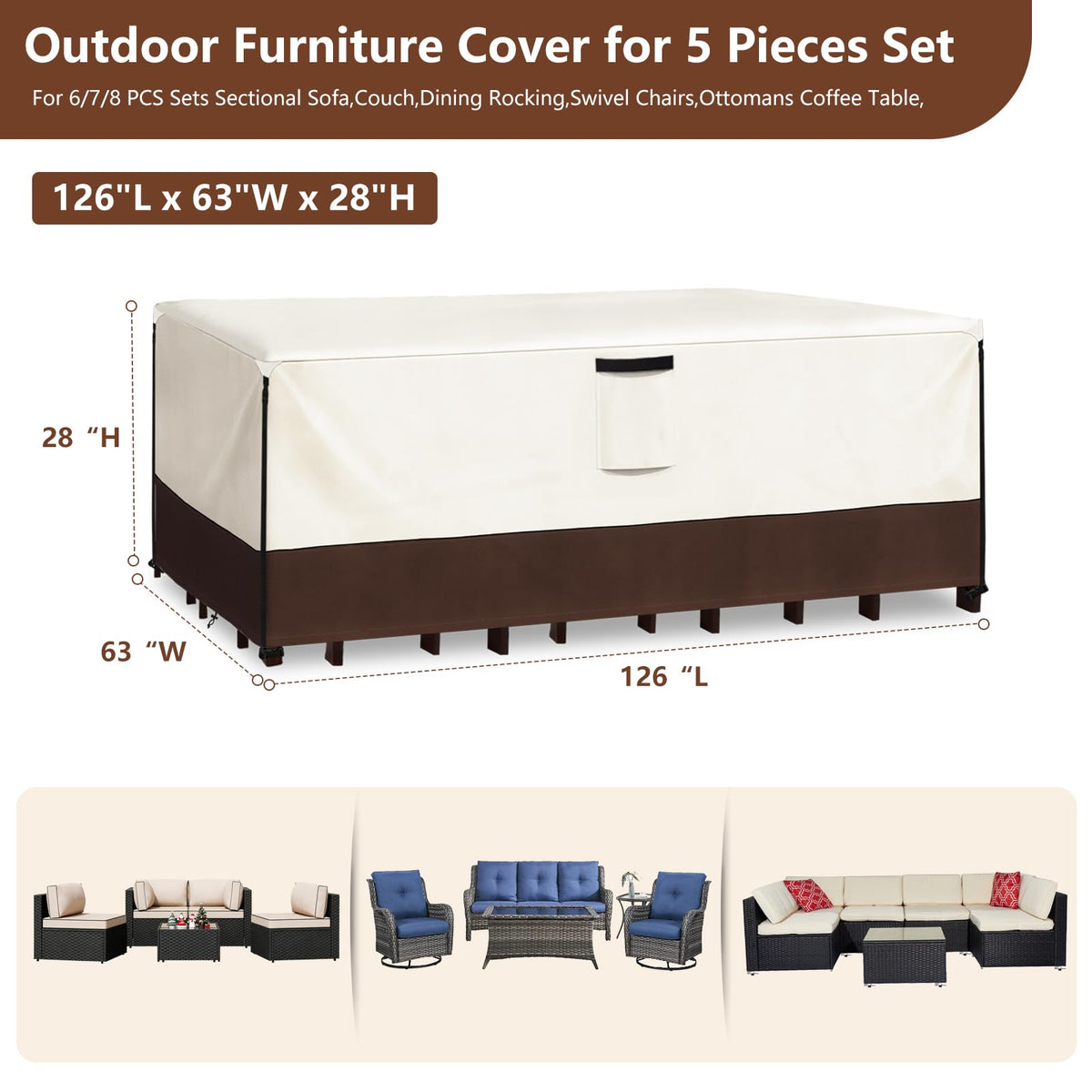 Exokugo rectangle table cover made of durable 600D Oxford fabric