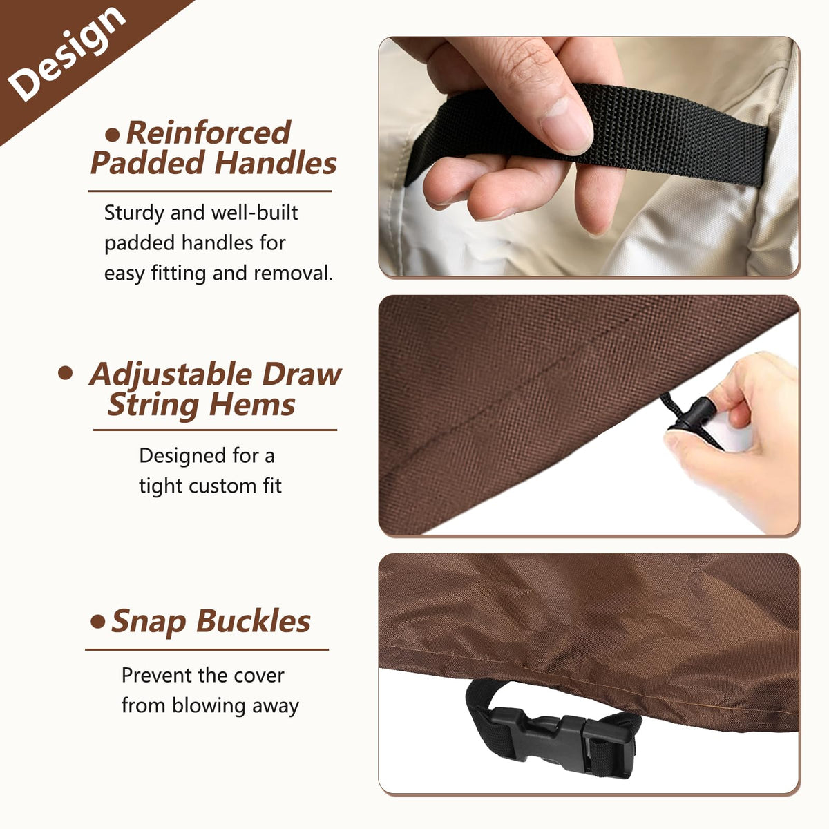 Exokugo cover features side handles for easy removal and use