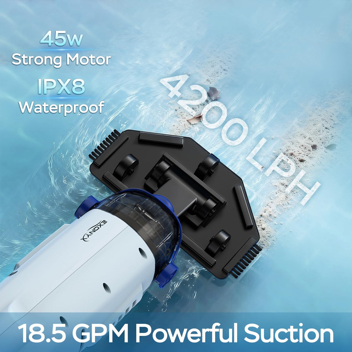 EXONYX 72.85-inch extension pole enables reach in deep or large pools