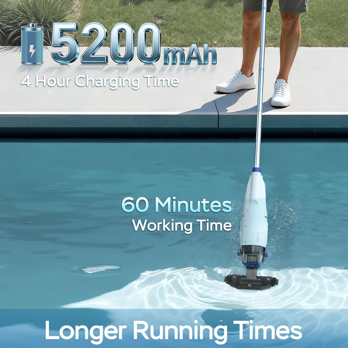EXONYX IPX8 waterproof motor keeps cleaning safely underwater