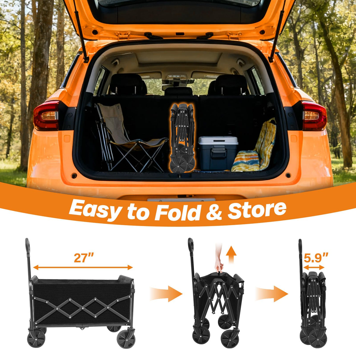 Exovyn adjustable handle with built-in cup holder for comfortable pulling.