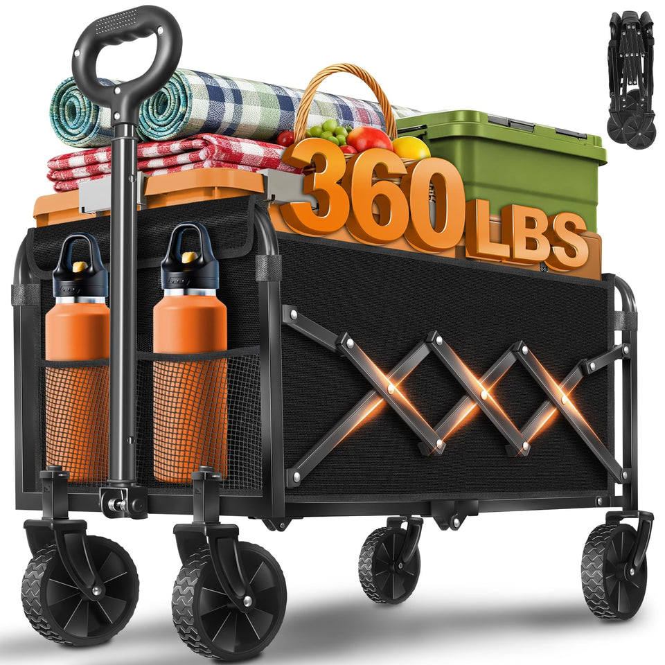 Exovyn collapsible wagon folded compact for quick trunk storage.