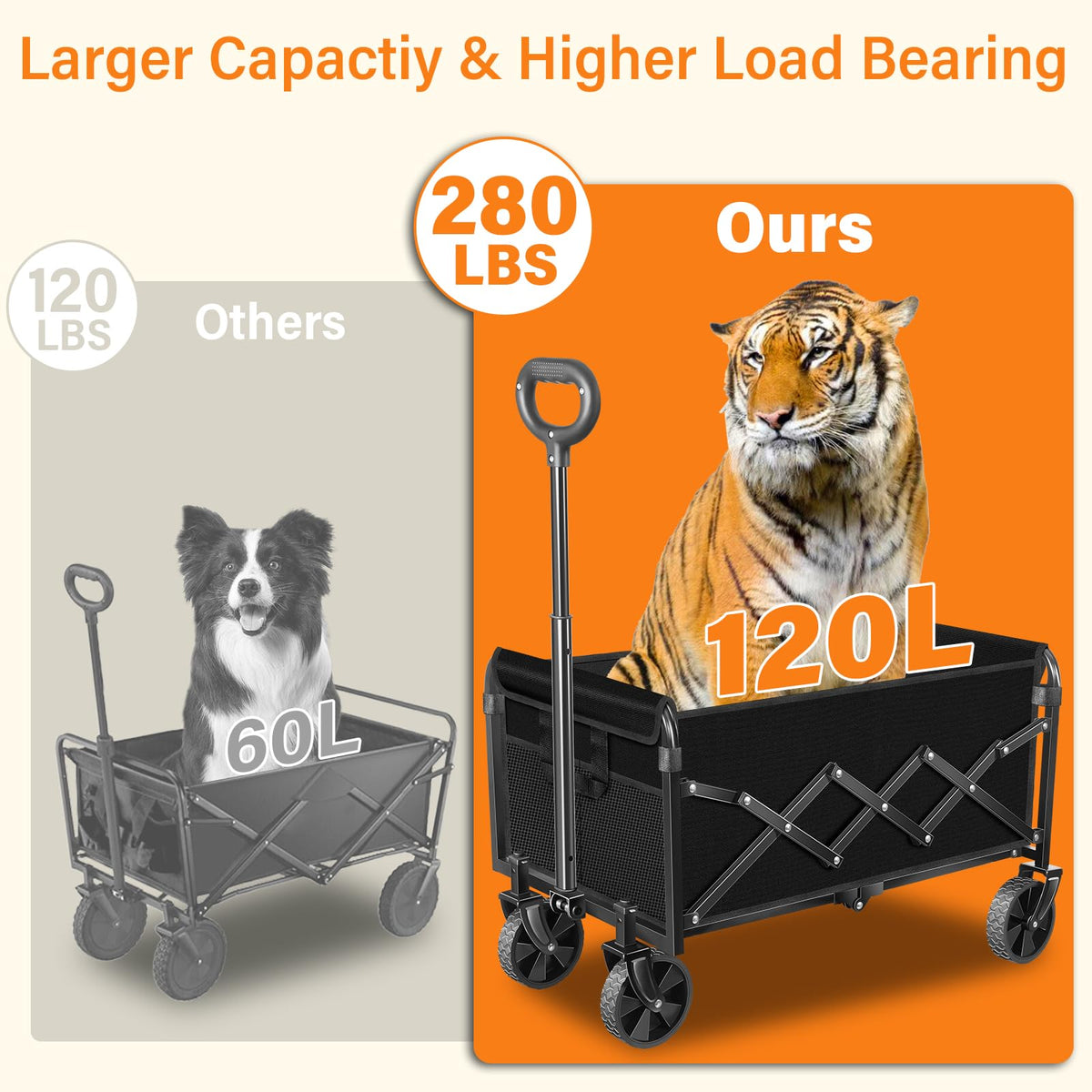 Exovyn foldable wagon showing lightweight 11 lb design