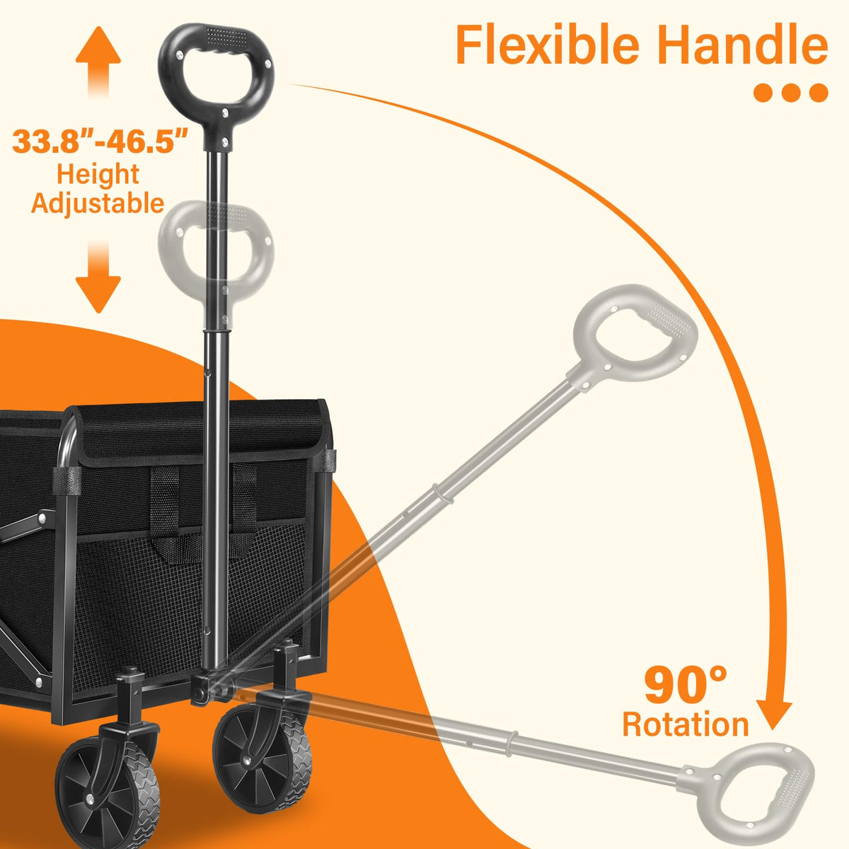 Exovyn wagon with adjustable handle for different user heights