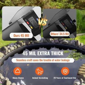 ExploreHorizon thick, puncture-resistant liner reduces soil intrusion into ponds