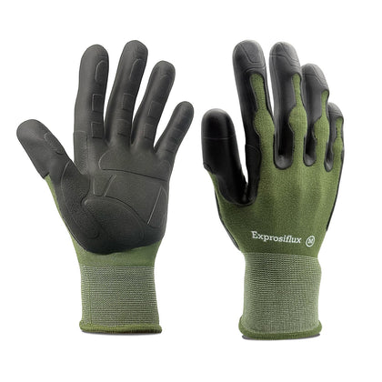 Exprosiflux gloves with palm texture provide an enhanced grip for gardening tasks.