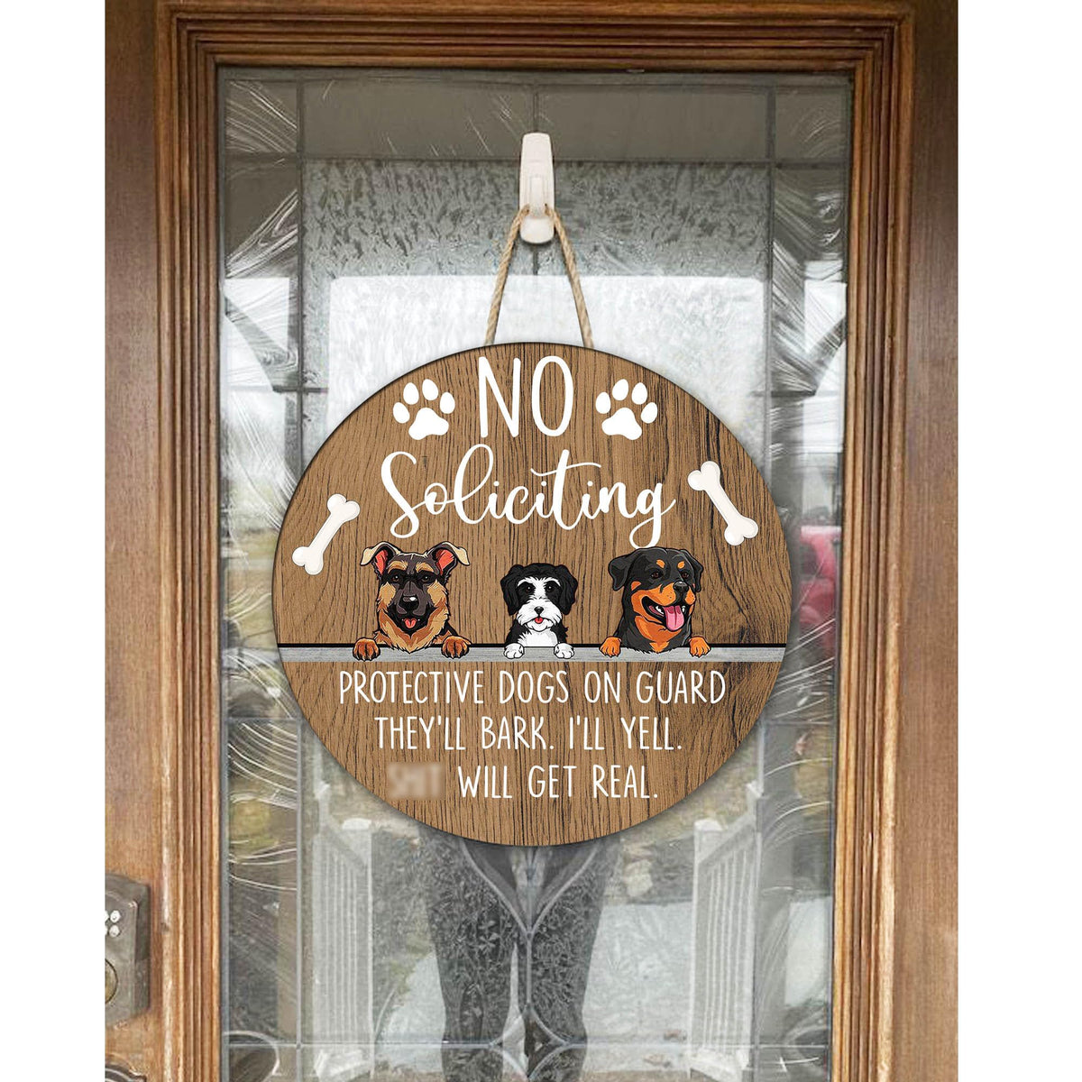 EXQUIDECA front yard sign dog owner use to deter solicitations politely