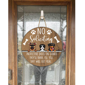 EXQUIDECA front yard sign dog owner use to deter solicitations politely