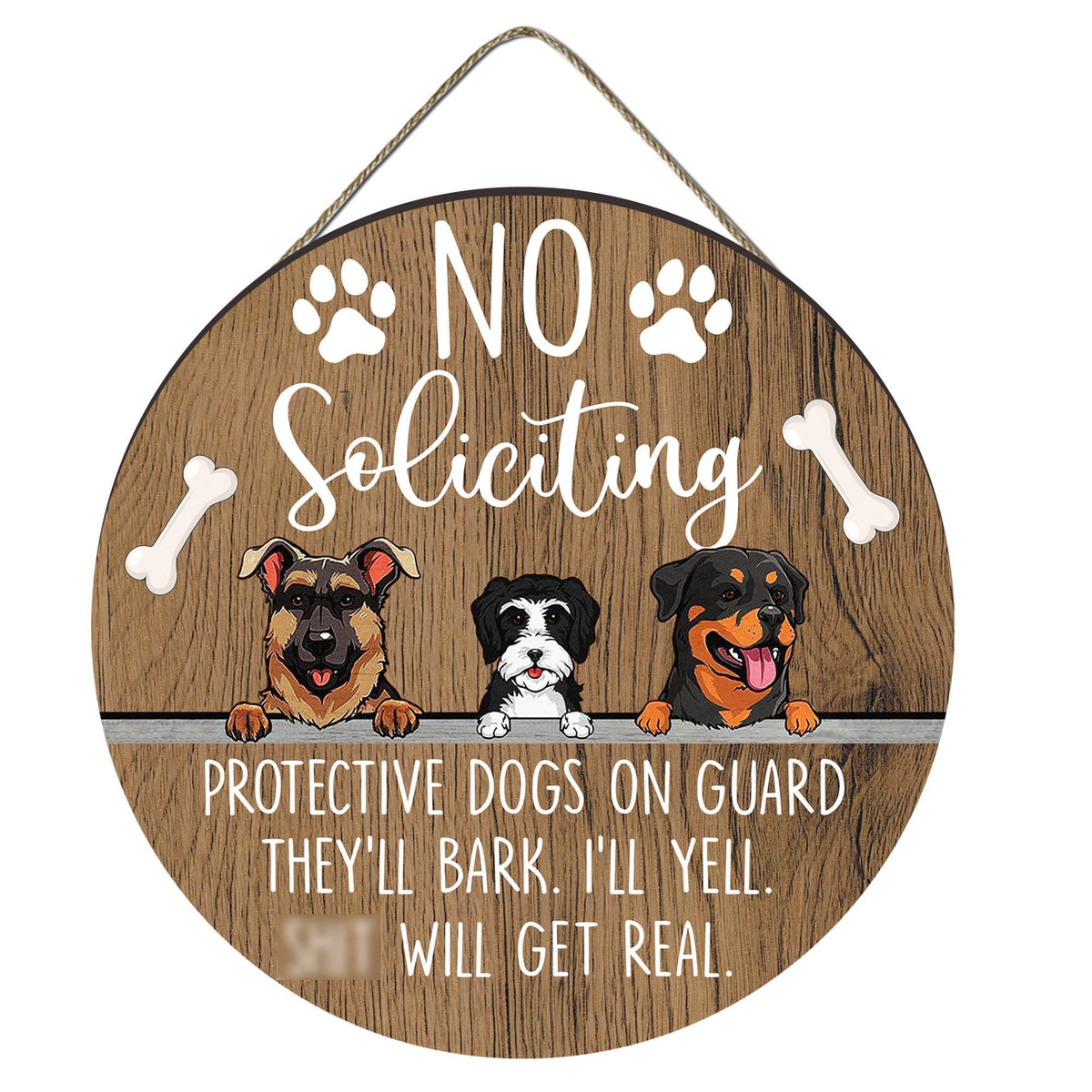 EXQUIDECA no soliciting sign front door in rustic round style for quiet evenings and privacy