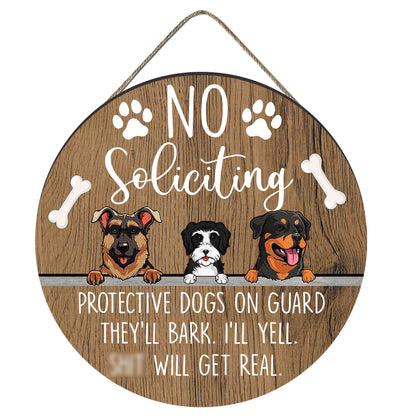 EXQUIDECA no soliciting sign front door in rustic round style for quiet evenings and privacy