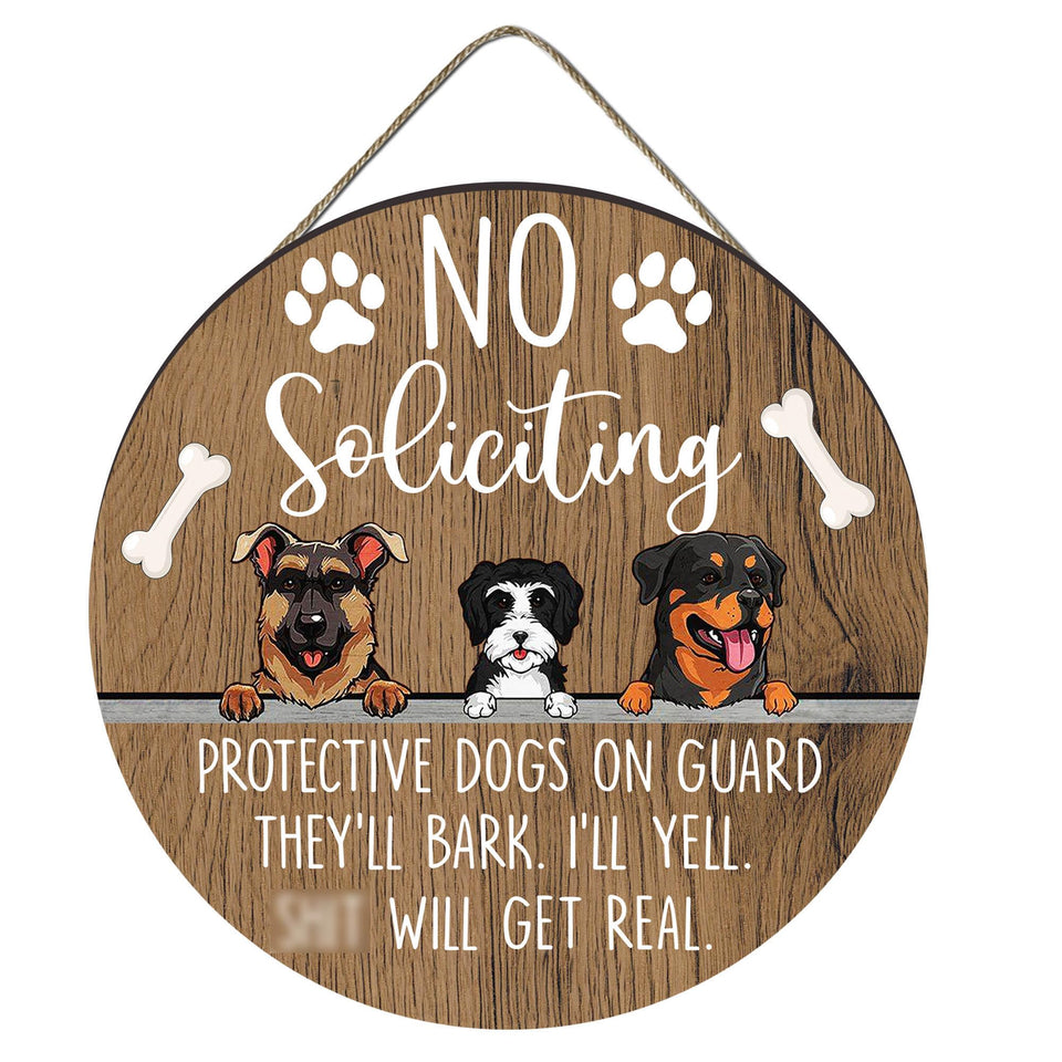 EXQUIDECA no soliciting sign front door in rustic round style for quiet evenings and privacy