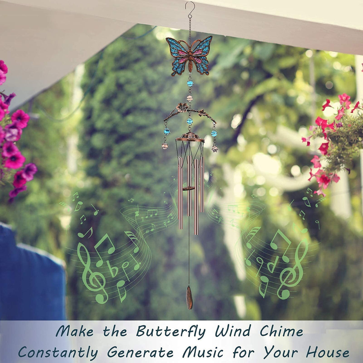 Exrisiry 34-inch chimes offer deep tones in outdoor settings.